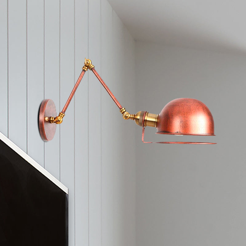 Sikunuo | 1 Light Swing Arm Wall Lighting Vintage Style Brass/Copper Metal Wall Mount Light with Bowl Shade