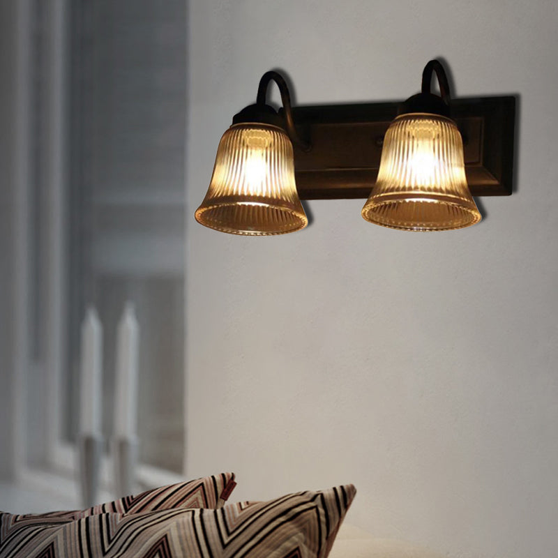 Sikunuo | Bell Clear Texture Glass Wall Lamp Industry One Lamp Bedroom Sconce Light in Black