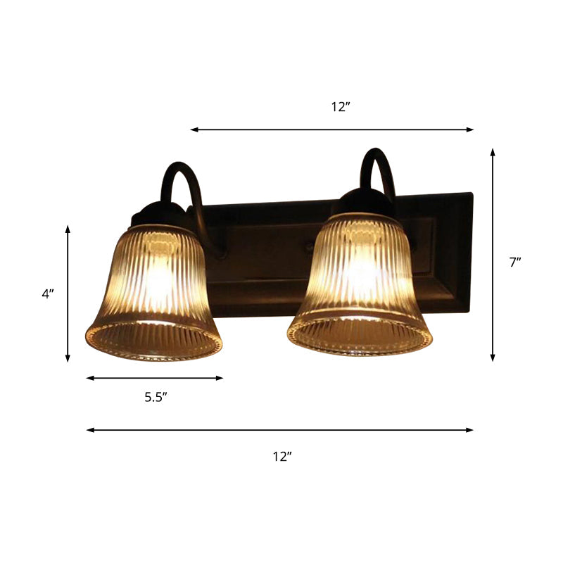 Sikunuo | Bell Clear Texture Glass Wall Lamp Industry One Lamp Bedroom Sconce Light in Black