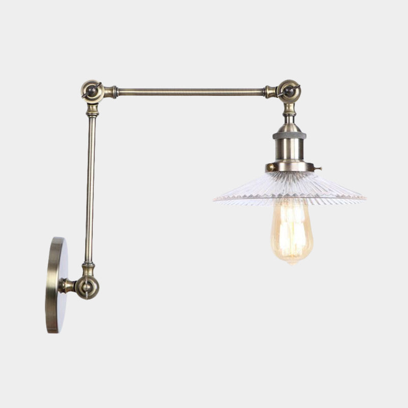 Sikunuo | Saucer Living Room Wall Light Rustic Style Prism Glass 1 Light Black/Silver/Bronze Wall Lamp