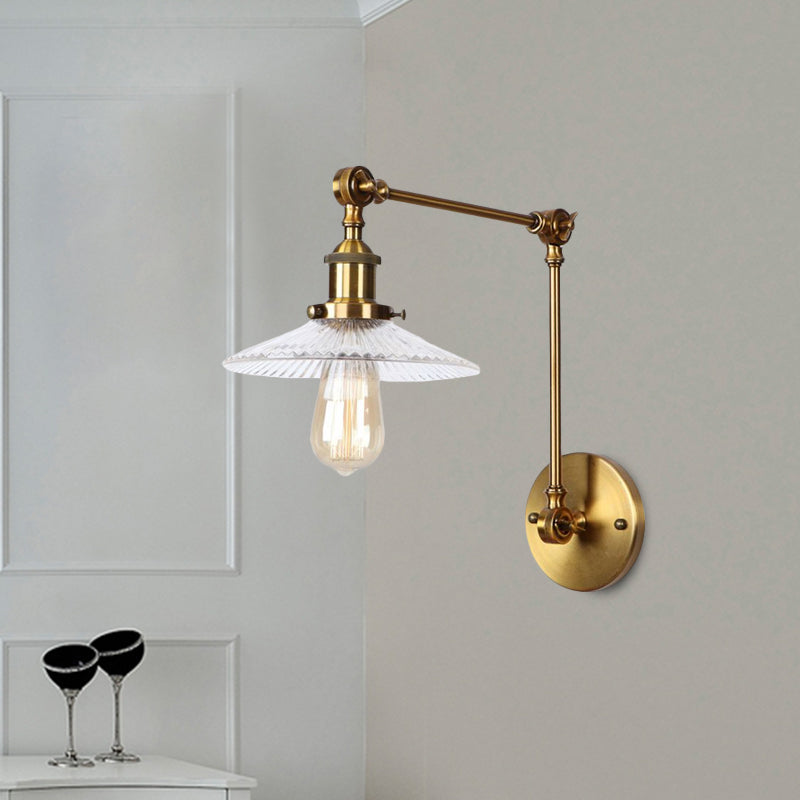 Sikunuo | Saucer Living Room Wall Light Rustic Style Prism Glass 1 Light Black/Silver/Bronze Wall Lamp