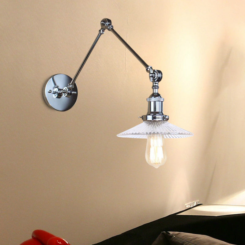 Sikunuo | Saucer Living Room Wall Light Rustic Style Prism Glass 1 Light Black/Silver/Bronze Wall Lamp