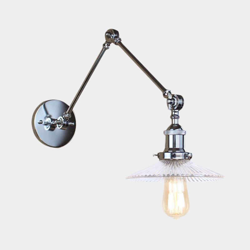 Sikunuo | Saucer Living Room Wall Light Rustic Style Prism Glass 1 Light Black/Silver/Bronze Wall Lamp