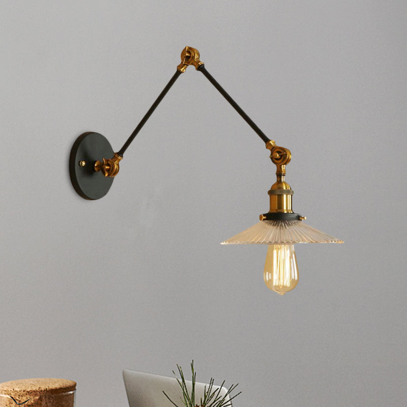 Sikunuo | Saucer Living Room Wall Light Rustic Style Prism Glass 1 Light Black/Silver/Bronze Wall Lamp
