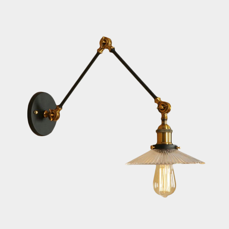 Sikunuo | Saucer Living Room Wall Light Rustic Style Prism Glass 1 Light Black/Silver/Bronze Wall Lamp