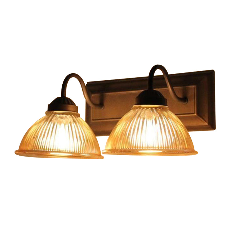 Sikunuo | 2 Light Dome Wall Lamp Rustic Style Black Clear Prism Glass Wall Lamp for Living Room