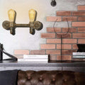 Sikunuo | Aged Brass 2 Lights Wall Sconce Light Rustic Industrial Wrought Iron Exposed Wall Mount Light