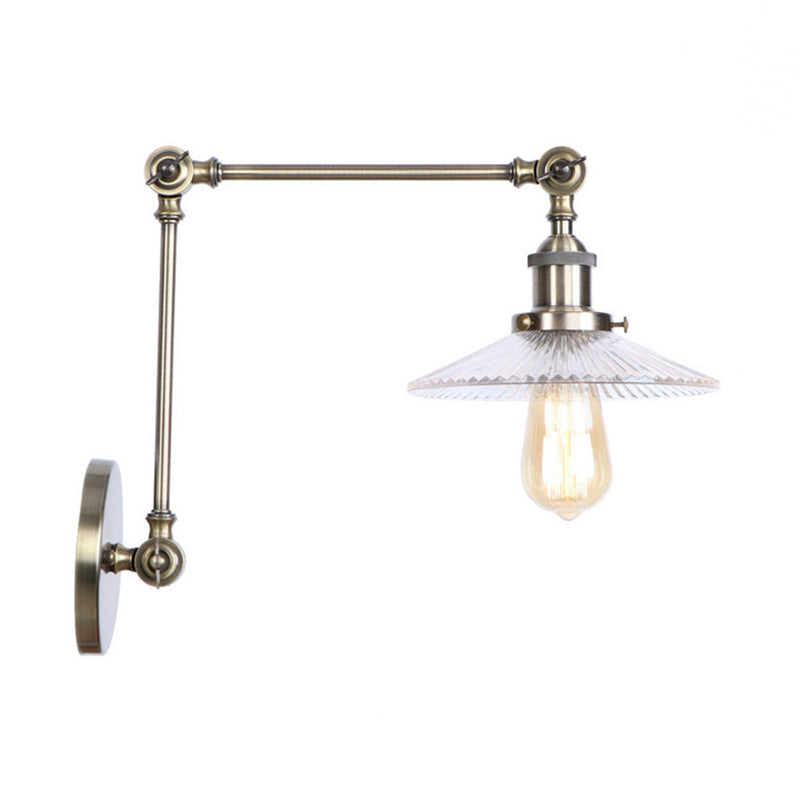 Sikunuo | Saucer Living Room Wall Light Rustic Style Prism Glass 1 Light Black/Silver/Bronze Wall Lamp