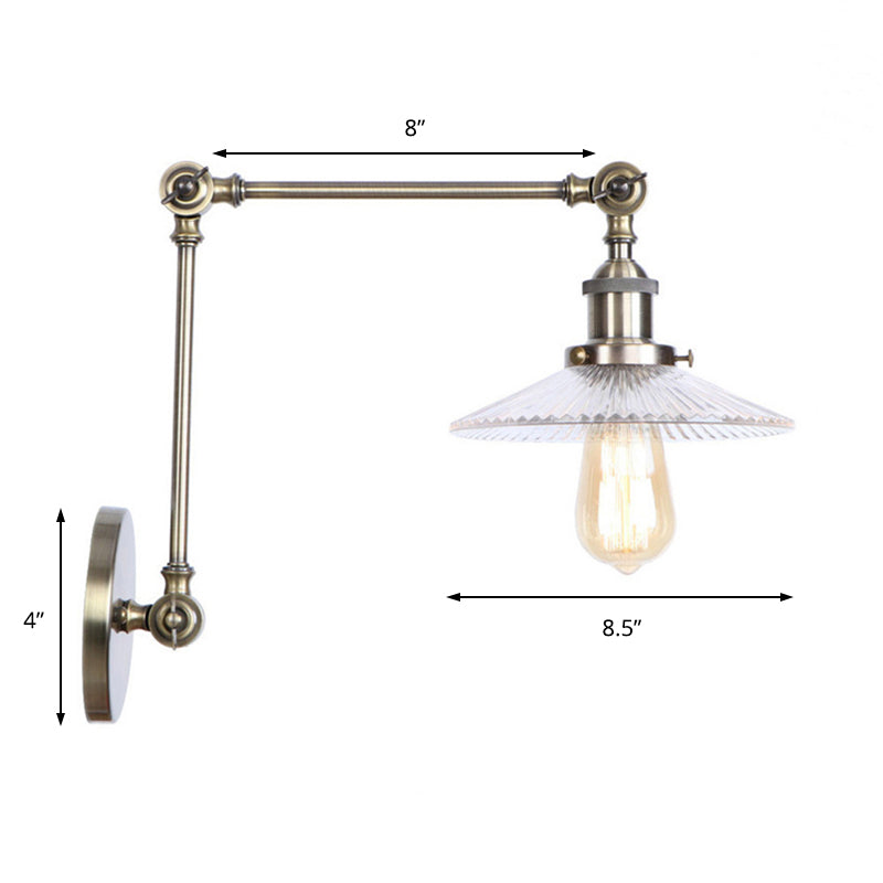 Sikunuo | Saucer Living Room Wall Light Rustic Style Prism Glass 1 Light Black/Silver/Bronze Wall Lamp