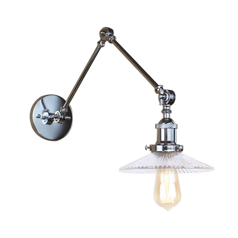 Sikunuo | Saucer Living Room Wall Light Rustic Style Prism Glass 1 Light Black/Silver/Bronze Wall Lamp