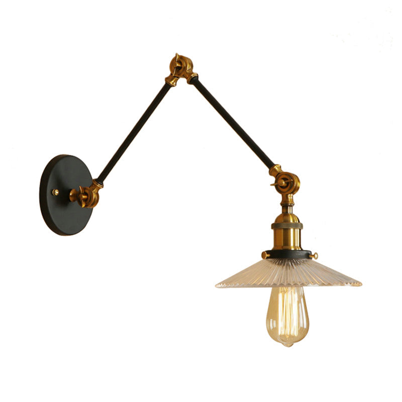 Sikunuo | Saucer Living Room Wall Light Rustic Style Prism Glass 1 Light Black/Silver/Bronze Wall Lamp