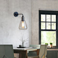 Sikunuo | Rustic Style Tapered Shade Wall Lighting Fixture Single Gloss Clear Glass Wall Lamp in Black for Kitchen