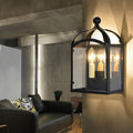 Sikunuo | Old Brass Candle Wall Lamp with Metal Cage Shade 2 Lights Vintage Wall Light for Hallway