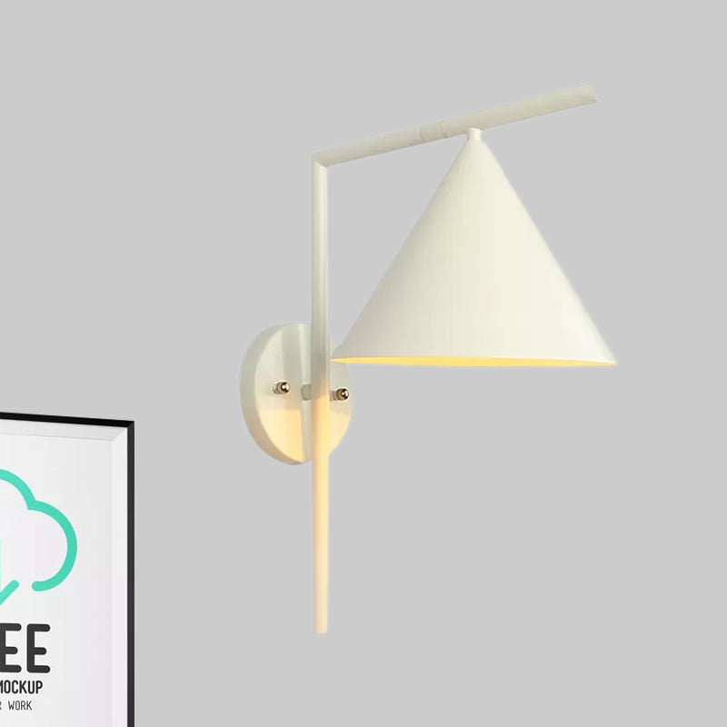 Sikunuo | Cone Metal Wall Lighting Contemporary 1 Light Black/White/Gold Wall Lamp Over Table, 8" B