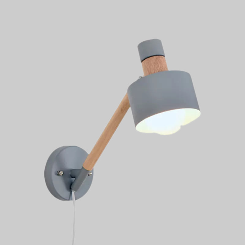 Sikunuo | 5.5"/6"/7" W Armed Wall Sconce Minimalism Metal 1 Main Wall Mount Lighting in Gray for Living Room
