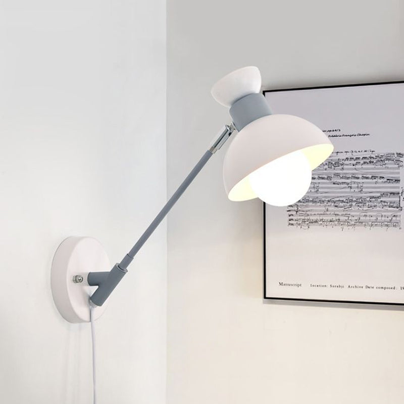 Sikunuo | 5.5"/6"/7" W Armed Wall Sconce Minimalism Metal 1 Main Wall Mount Lighting in Gray for Living Room
