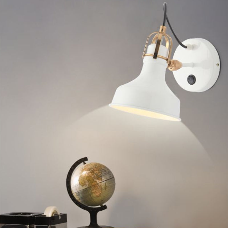 Sikunuo | White Barn Wall Sconces Lighting Contemporary Metallic 1 Light Wall Mounted Fixture with Switch