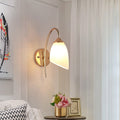 Sikunuo | 1 Bulb Angle Shade Wall Mounted Light Fixture Modern Black/Gold Milk Glass Lighting for Bedroom