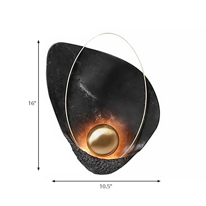 Sikunuo | Resin Shell-Shaped Wall Light Single Head Modern Metal LED Wall Light in White/Black Light