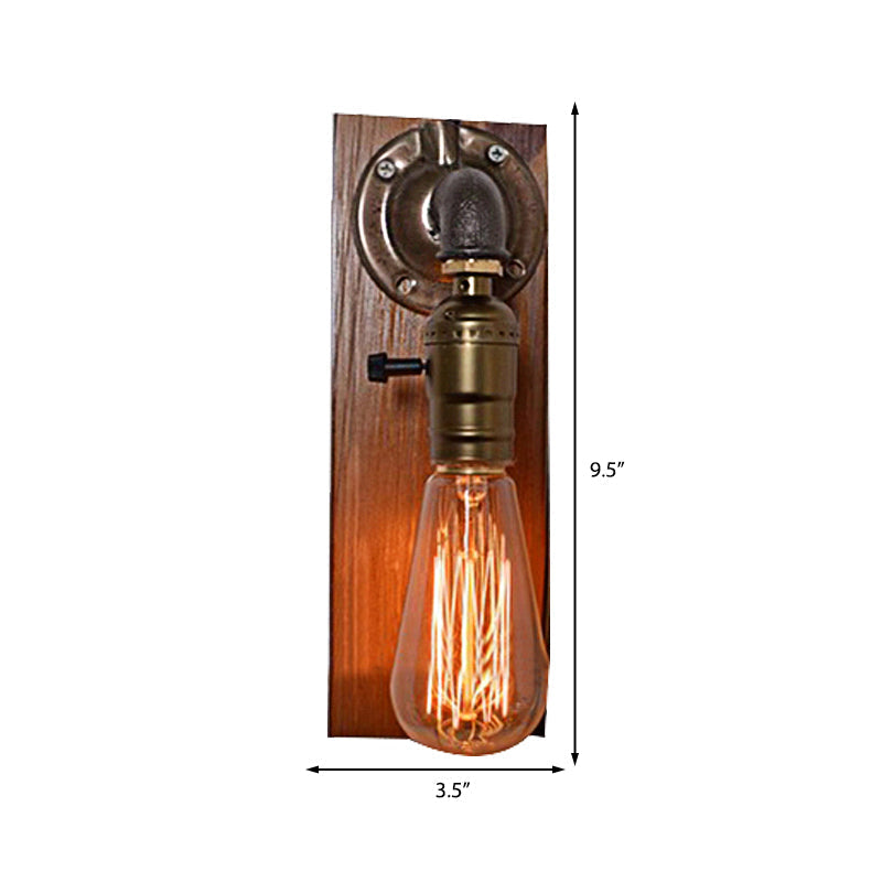 Sikunuo | Open Bulb Living Room Wall Lamp Vintage Metal 1 Light Aged Brass Wall Light Lighting with Rectangular Backplate