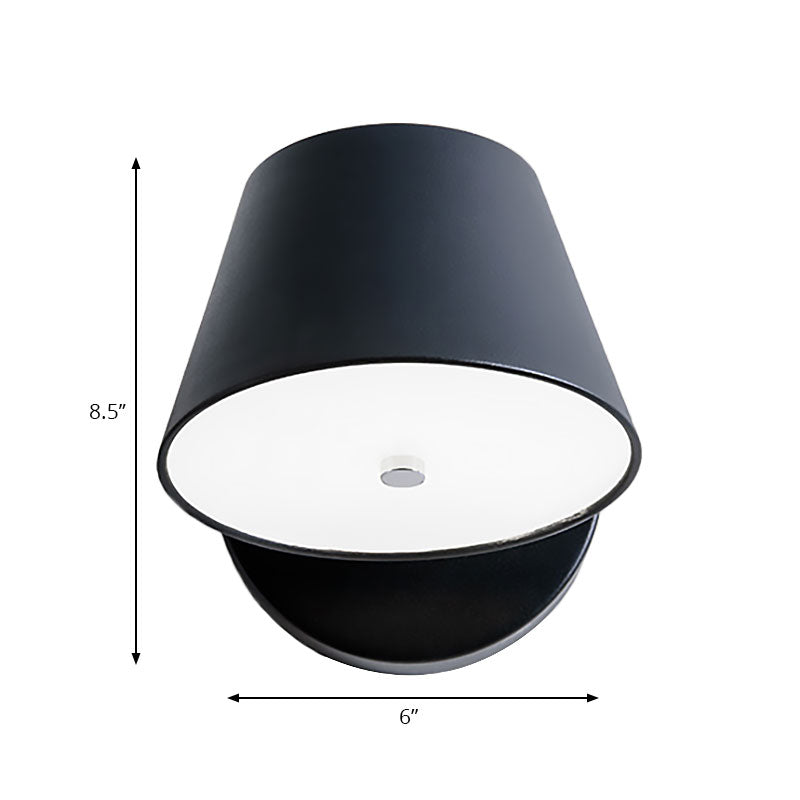 Sikunuo | Pink/Yellow/Black Cone Wall Lamp Macaron 1 Light Metal Wall Light in White/Warm Light
