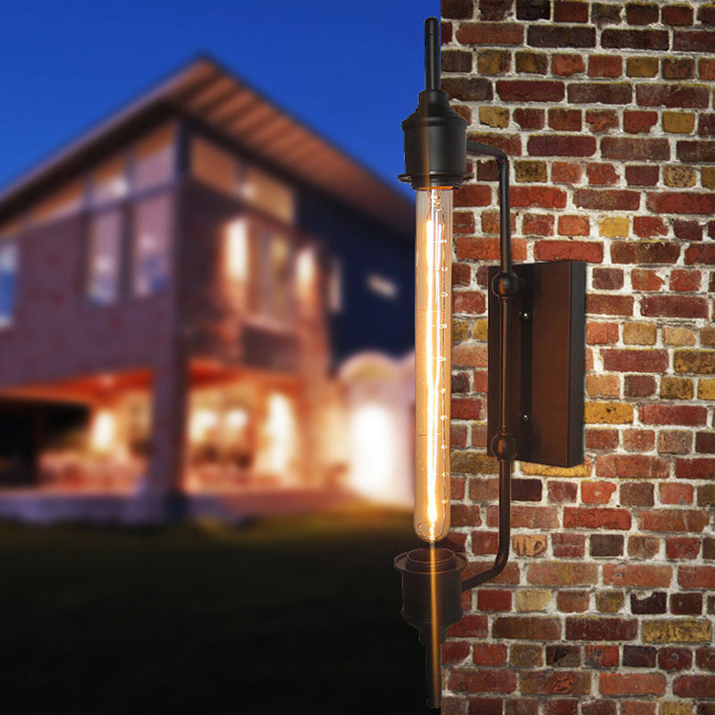 Sikunuo | Metallic Linear Small Wall Lamp 1 Light Modern Stylish Wall Light in Black for the Front Door