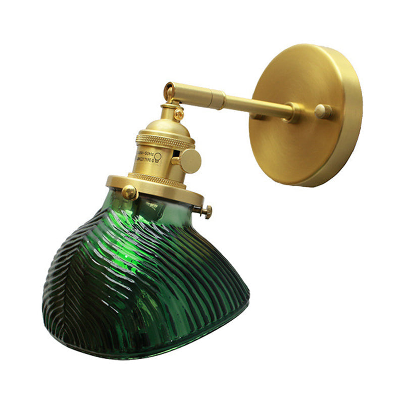 Sikunuo | Rotatable Wall Light for Adults Bedroom Metal Single Light Green and Brass Wall Lamp