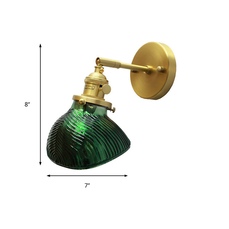 Sikunuo | Rotatable Wall Light for Adults Bedroom Metal Single Light Green and Brass Wall Lamp