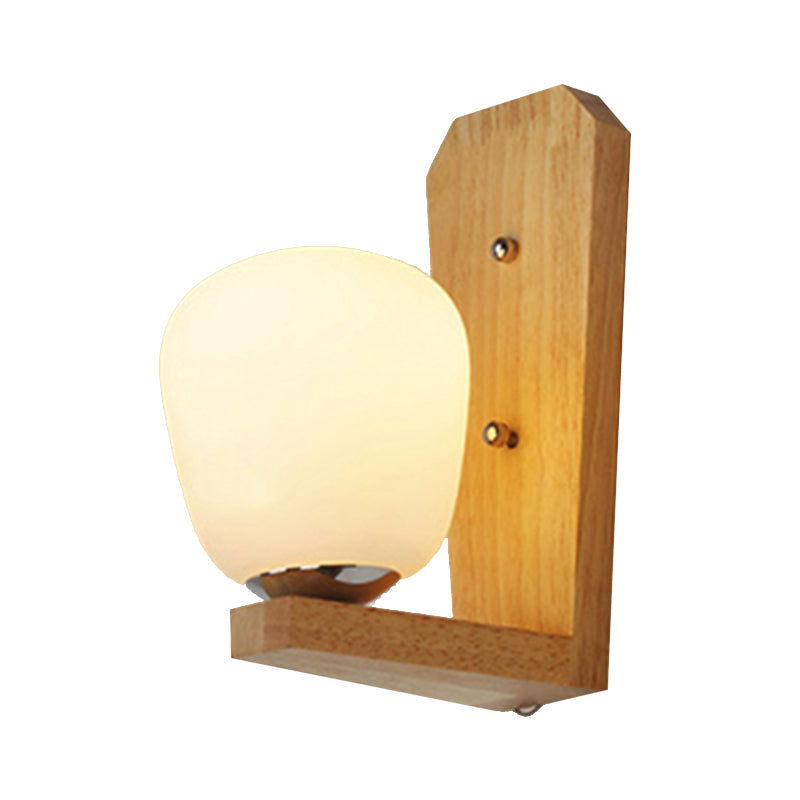 Sikunuo | 1 Light Balloon-Shaped Wall Lamp Japanese Milk Glass Wall Lamp in White for Hotel Dining Room