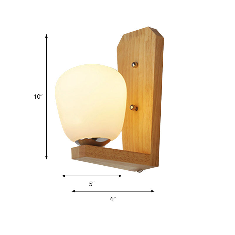 Sikunuo | 1 Light Balloon-Shaped Wall Lamp Japanese Milk Glass Wall Lamp in White for Hotel Dining Room
