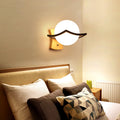 Sikunuo | Contemporary globe shade wall lamp 1 head milk glass wall lamp in white for bedside table