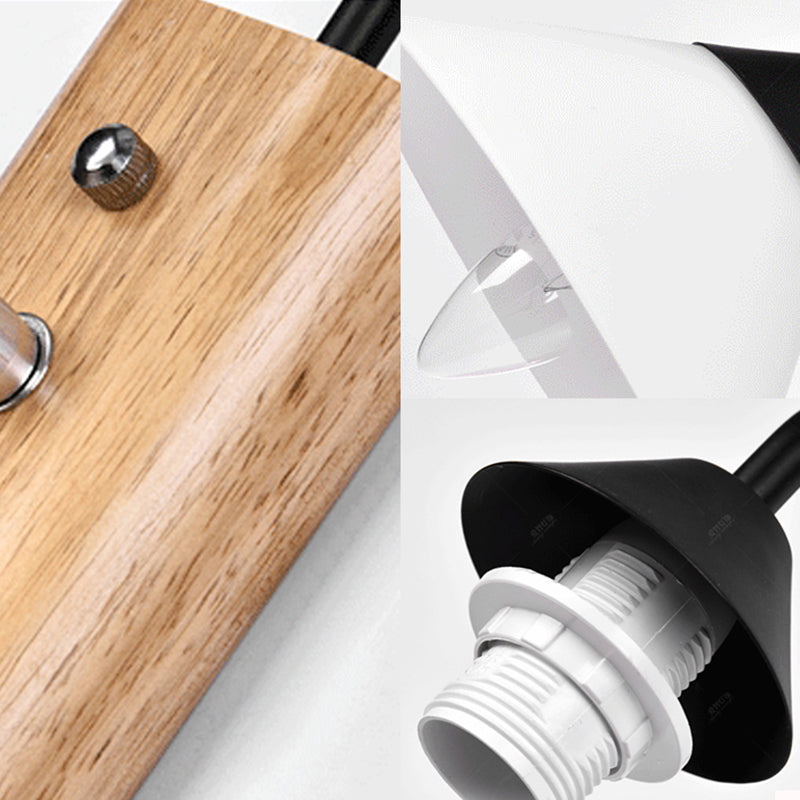 Sikunuo | Milk glass conical wall lamp dining room corridor 1 light modern wall light with wooden base