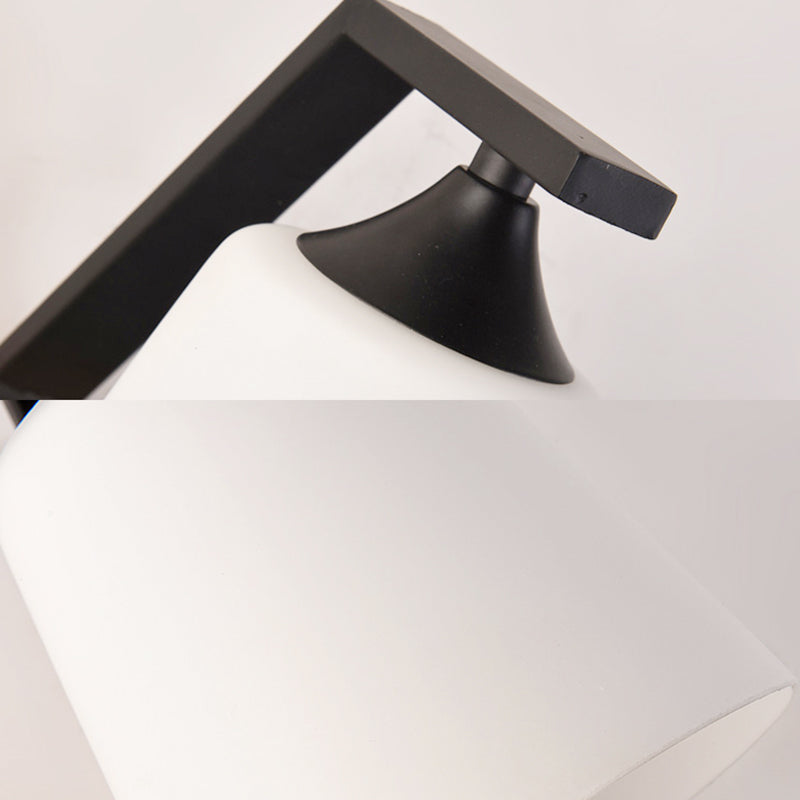 Sikunuo | Bucket Shade Stairwell Wall Lamp Opal Glass 1 Head Contemporary Wall Light