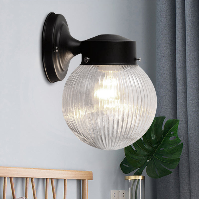 Sikunuo | Prismatic Glass Global Wall Light Modern 1 Light Black/White Wall Mounted Lighting Fixture for Hall