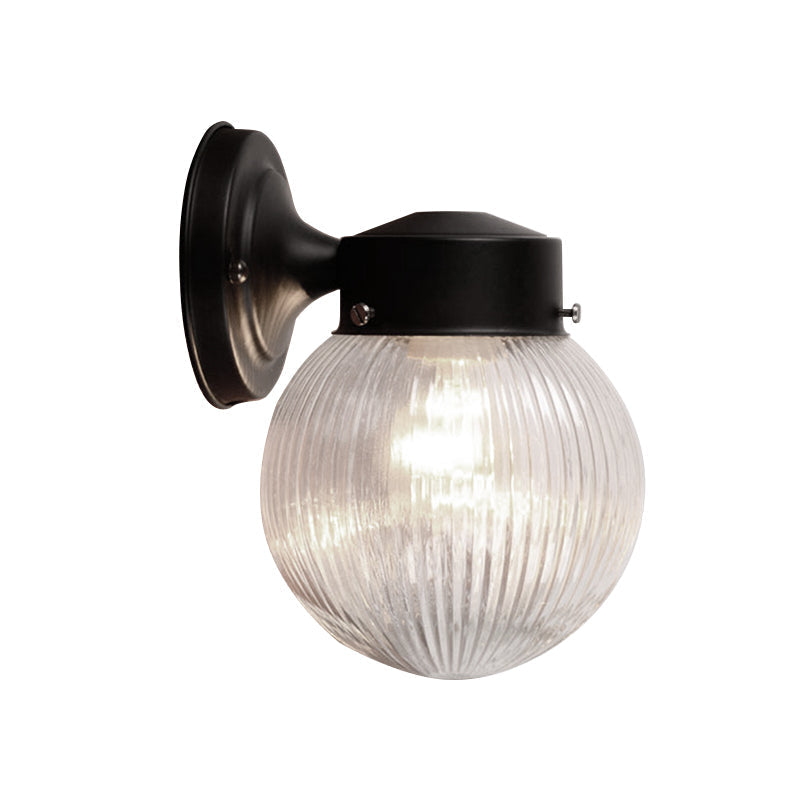 Sikunuo | Prismatic Glass Global Wall Light Modern 1 Light Black/White Wall Mounted Lighting Fixture for Hall