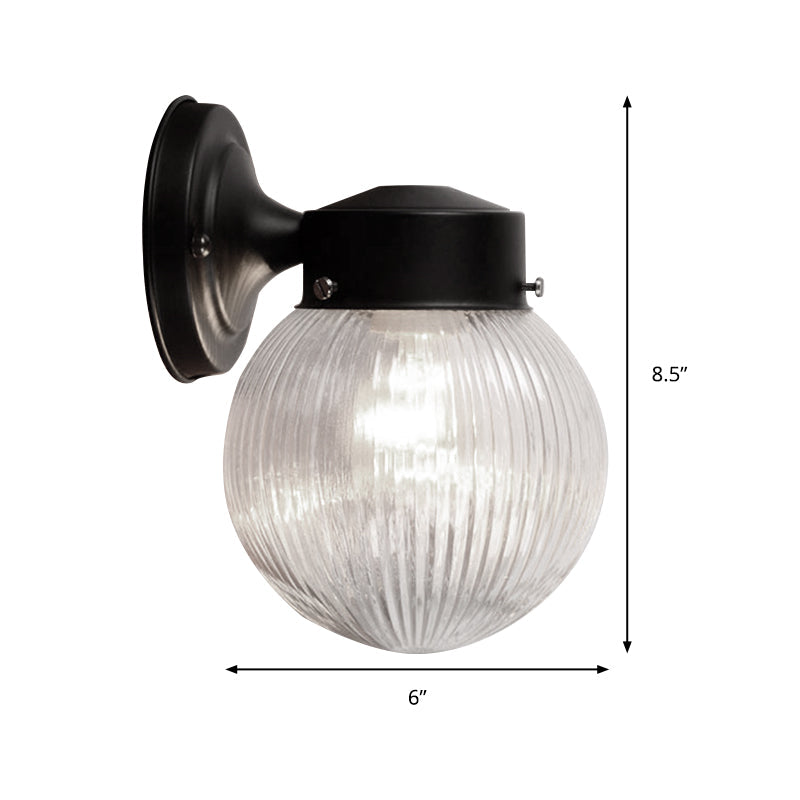 Sikunuo | Prismatic Glass Global Wall Light Modern 1 Light Black/White Wall Mounted Lighting Fixture for Hall
