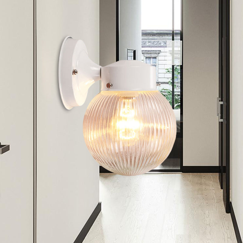 Sikunuo | Prismatic Glass Global Wall Light Modern 1 Light Black/White Wall Mounted Lighting Fixture for Hall