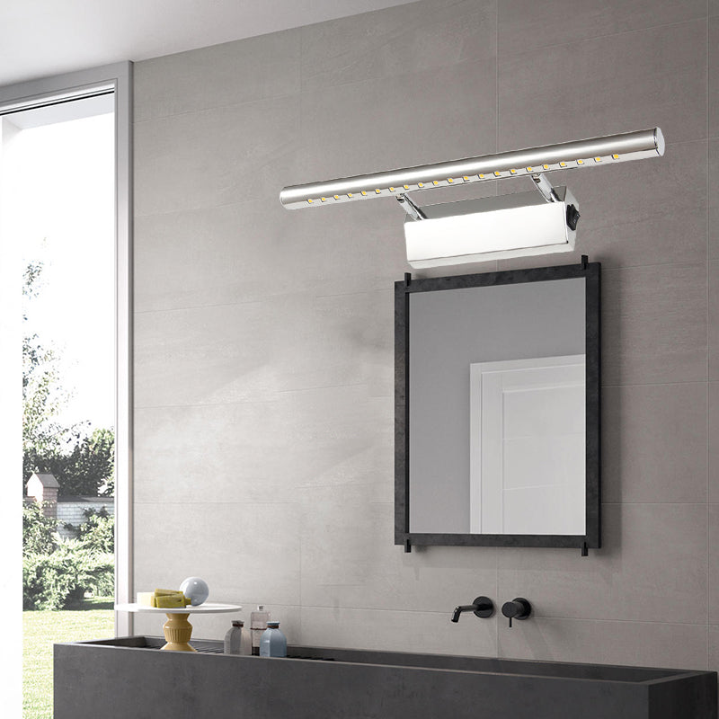 Sikunuo | Modern Style Cylinder Vanity Wall Sconce Metallic 10"/16" W LED Bathroom Wall Light in Chrome, Warm-/White Light