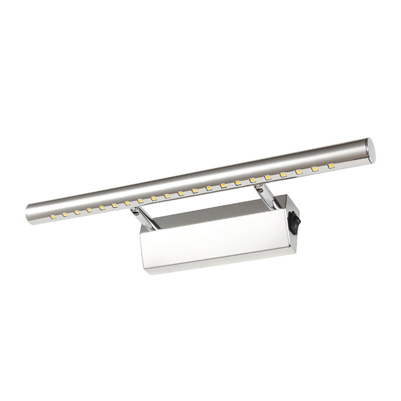 Sikunuo | Modern Style Cylinder Vanity Wall Sconce Metallic 10"/16" W LED Bathroom Wall Light in Chrome, Warm-/White Light