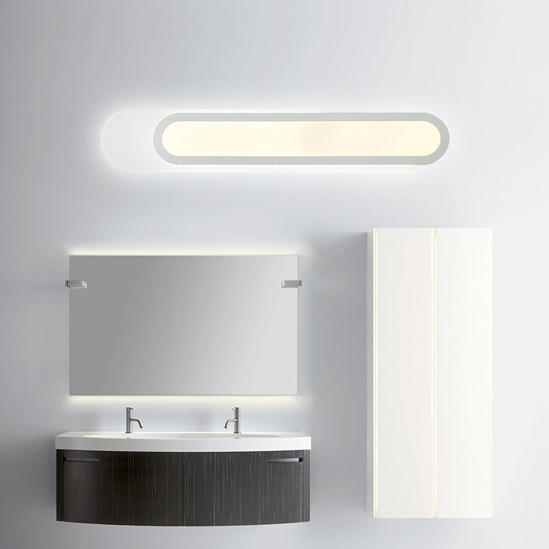 Sikunuo | LED Bathroom Mirror Light with Oblong Acrylic Shade White Wall Sconces in Warm/White Light, 12"/18"/20" Wide