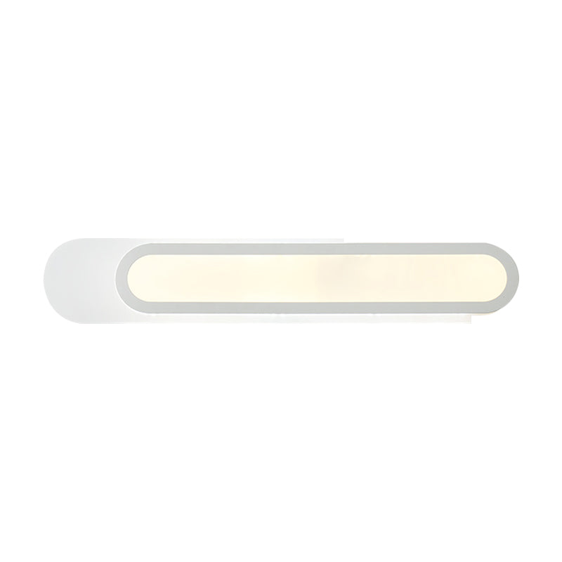 Sikunuo | LED Bathroom Mirror Light with Oblong Acrylic Shade White Wall Sconces in Warm/White Light, 12"/18"/20" Wide