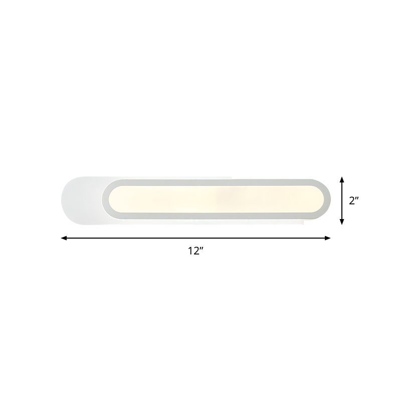 Sikunuo | LED Bathroom Mirror Light with Oblong Acrylic Shade White Wall Sconces in Warm/White Light, 12"/18"/20" Wide