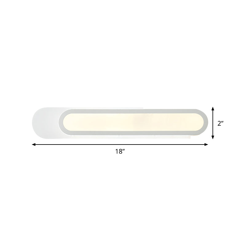 Sikunuo | LED Bathroom Mirror Light with Oblong Acrylic Shade White Wall Sconces in Warm/White Light, 12"/18"/20" Wide