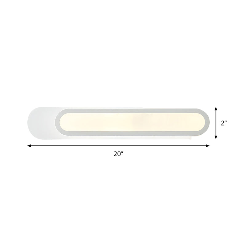 Sikunuo | LED Bathroom Mirror Light with Oblong Acrylic Shade White Wall Sconces in Warm/White Light, 12"/18"/20" Wide