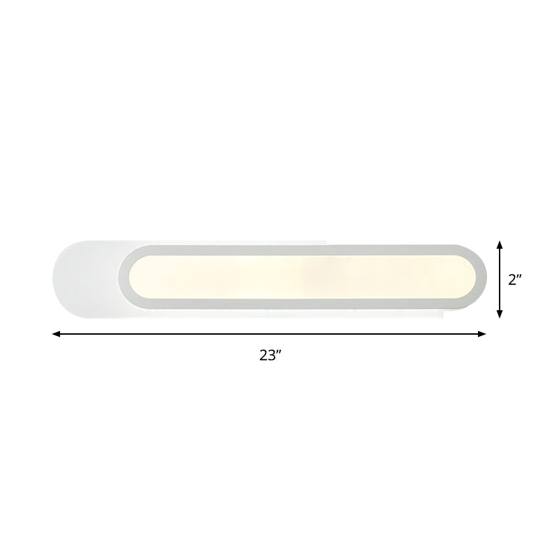 Sikunuo | LED Bathroom Mirror Light with Oblong Acrylic Shade White Wall Sconces in Warm/White Light, 12"/18"/20" Wide