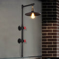 Sikunuo | 1 Light Flat Wall Sconce Lighting with Pipe and Angle Arm Industrial Style Black Metallic Wall Lamp