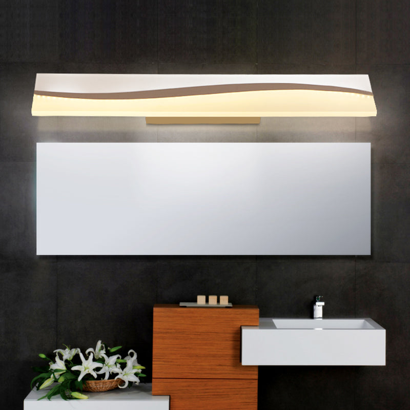 Sikunuo | Acrylic Rectangular Makeup Mirror Lamp Simple 16"/19.5"/23" Width LED Bathroom Light over Mirror in Warm/White, Water and Fog Resistant