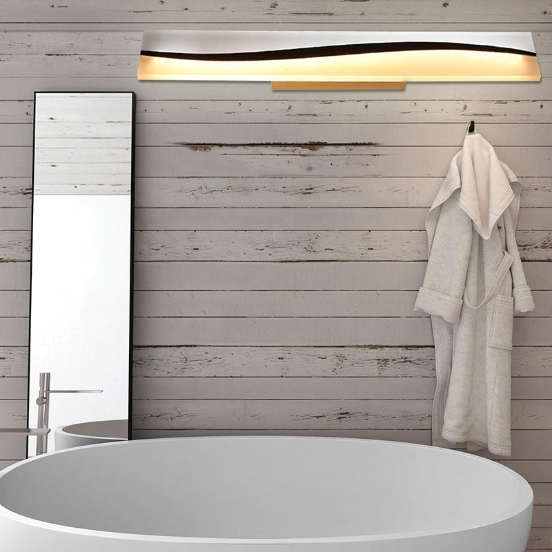 Sikunuo | Acrylic Rectangular Makeup Mirror Lamp Simple 16"/19.5"/23" Width LED Bathroom Light over Mirror in Warm/White, Water and Fog Resistant