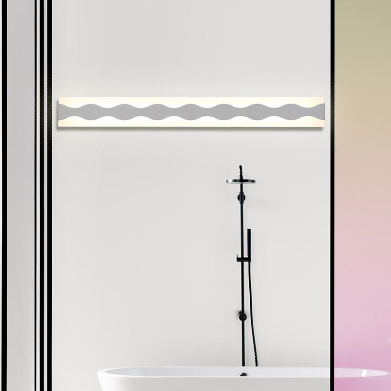 Sikunuo | 16"/19.5" Width LED Bathroom Mirror Lighting with Wave Acrylic Shade White Wall Sconce in Warm/White Light