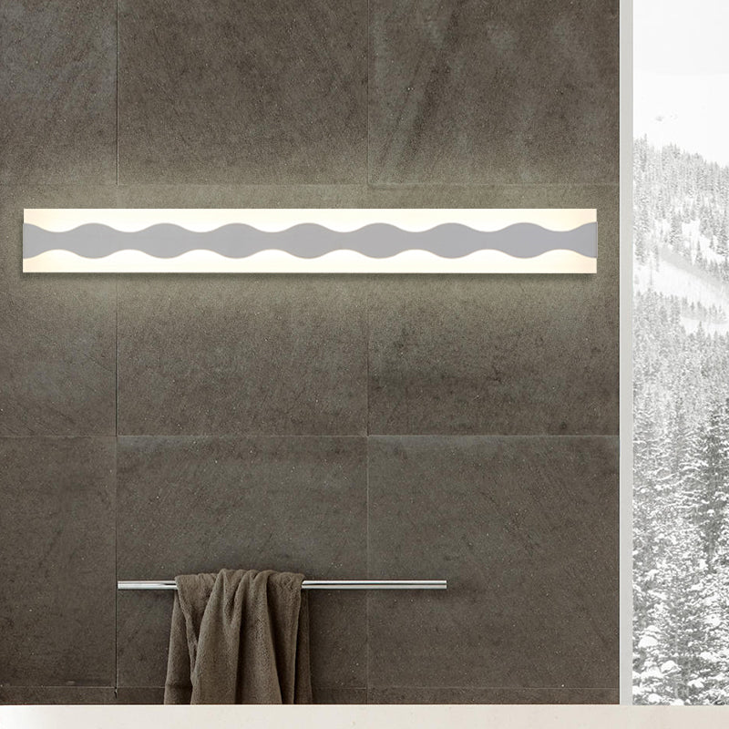 Sikunuo | 16"/19.5" Width LED Bathroom Mirror Lighting with Wave Acrylic Shade White Wall Sconce in Warm/White Light